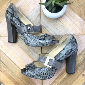 •MICHAEL KORS• Snakeskin Peep-toe Mary Jane Heels